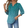 thumbnail image 3 of Fantaslook 3/4 Sleeve Womens Tops Dressy Casual Blouses V Neck Work Shirts Trendy Tops with Smocked Cuffs, 3 of 6