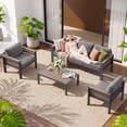 thumbnail image 4 of Slsy Aluminum Patio Furniture Set, 4-Piece 3-Seat Outdoor Conversation Set with Thickened Cushions, Metal Sofa for Porch Balcony Deck Yard Poolside, 4 of 12