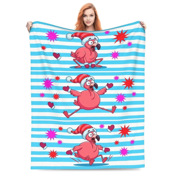 Flamingo Throw Blanket, Christmas Flamingo Blanket, Soft Warm Cozy Fuzzy Plush Fleece Blanket, Home Decor Gift for Couch, Bed, Sofa 50x40