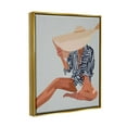 thumbnail image 5 of Stupell Industries Woman Obscured By Sun Hat Summer Beach Portrait Graphic Art Metallic Gold Floating Framed Canvas Print Wall Art, Design by Amelia Noyes, 5 of 5