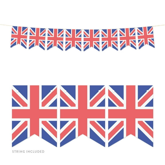 Global World Flag Party Collection, Hanging Paper Pennant Banner with String, United Kingdom England