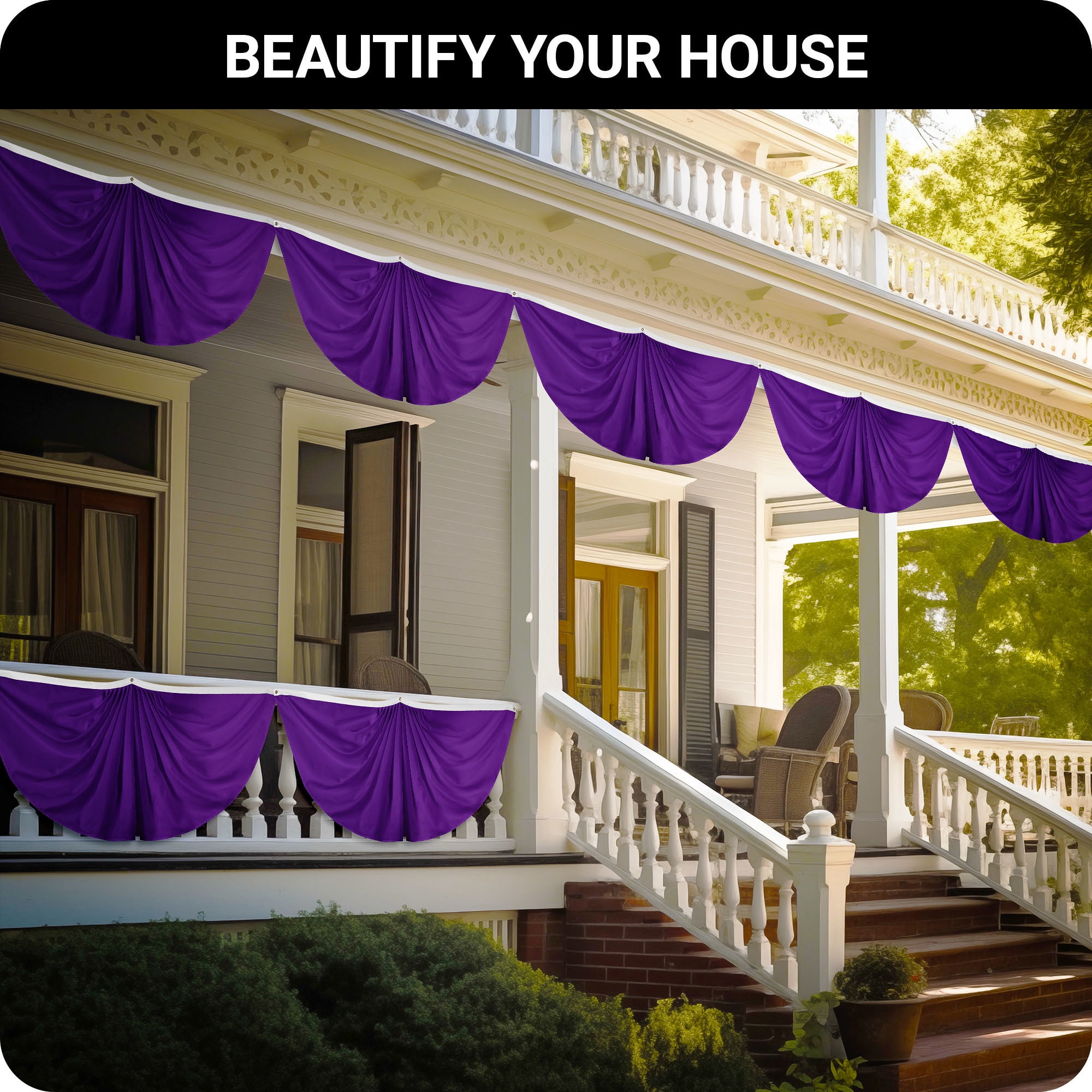 G128 Solid Purple Color Pleated Fan Flag | 3x6 Ft | Printed 150D Polyester | Color Fan Flag Decoration, Indoor/Outdoor, Vibrant Colors, Brass Grommets