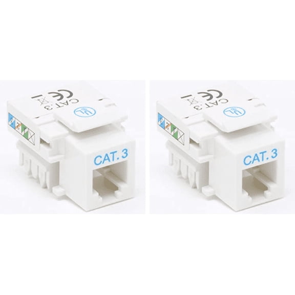 RiteAV RJ11/12 (Cat3) Keystone Jack White Punchdown (2 Pack)