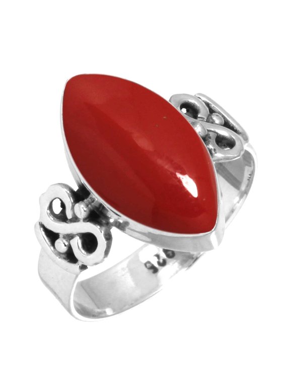 Red Stone Women Jewelry 925 Sterling Silver Ring