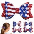 thumbnail image 2 of TOWED22 4th of July Patriotic Girl Hair Bows Clips Accessories, Glitter Red White and Blue Hair Clips USA Decorative Women Hair Accessories for Independence Day Memorial Day(Red), 2 of 7