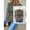 thumbnail image 6 of STARVNC Women Floral Print Crew Neck Puff Long Sleeve Smocked Ruffle Tunic Top, 6 of 7
