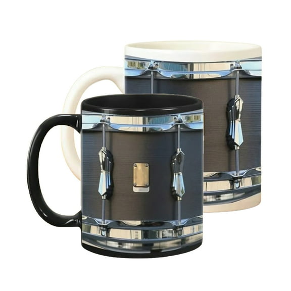 Hzsb Black Vintage Drum Mug 11 Oz Funny Drummer Gift for Music Lovers Sturdy Coffee Cup for Home Office Tea Hot Chocolate Mug Birthday Gift for Friends Colleagues Mom Dad