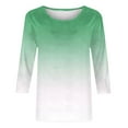 thumbnail image 5 of aidice 3/4 Length Sleeve Womens Tops Casual Round Neck Fitting Tee Shirts Comfy Gradient Color Shirts, 5 of 5