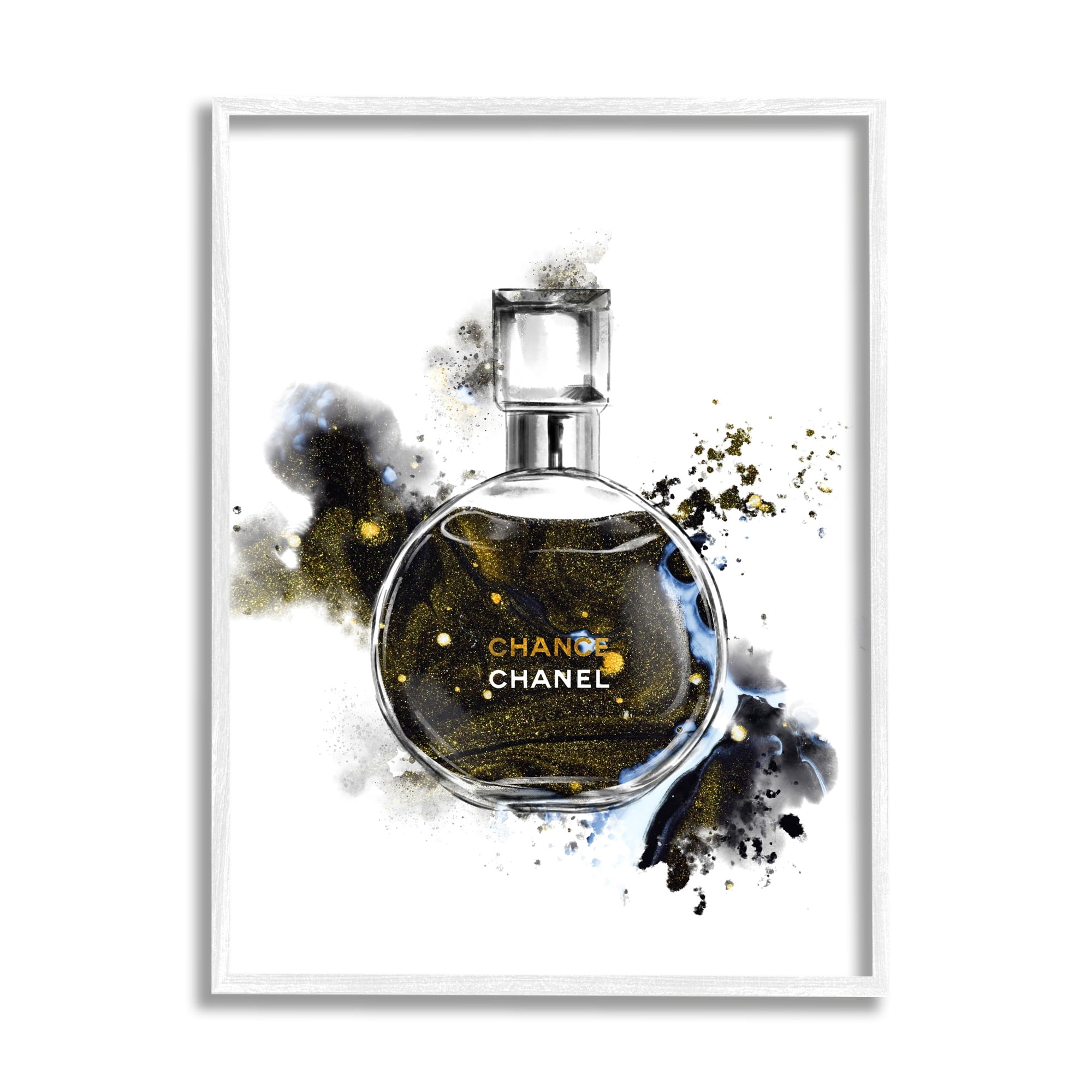 Stupell Industries Glam Cosmetic Bottle Black Gold Watercolor Perfume Bottle, 16 x 20, Design by Ziwei Li