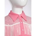 thumbnail image 6 of Aislor Girls Sequin Fringe Button Down Shirt Long Sleeve Sparkly Blouse Top Western Cowgirl Outfit Pink 8, 6 of 7