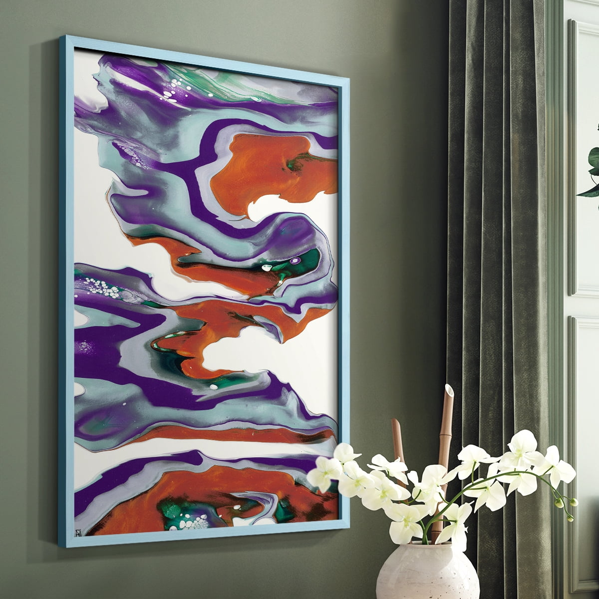 M145 Framed Print in Blue Solid Wood Framed Print No Nail Hanging