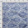 thumbnail image 3 of oneOone Cotton Silk Medium Blue Fabric Asian Block Fish Sewing Fabric By The Yard Printed Diy Clothing Sewing Supplies 42 Inch Wide, 3 of 4