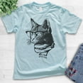 thumbnail image 2 of Kids Hipster Cat Shirt, Youth Kids Boy Girl T-Shirt, Cat Lover Shirt, Cat Glasses Tee, Nerdy Cat Shirt, Light Blue, Medium, 2 of 4