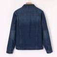 thumbnail image 6 of Men Jeans Jacket Solid Color Lapel Button Down Casual Plus With Pocket Denim Jacket Outerwear, 6 of 8