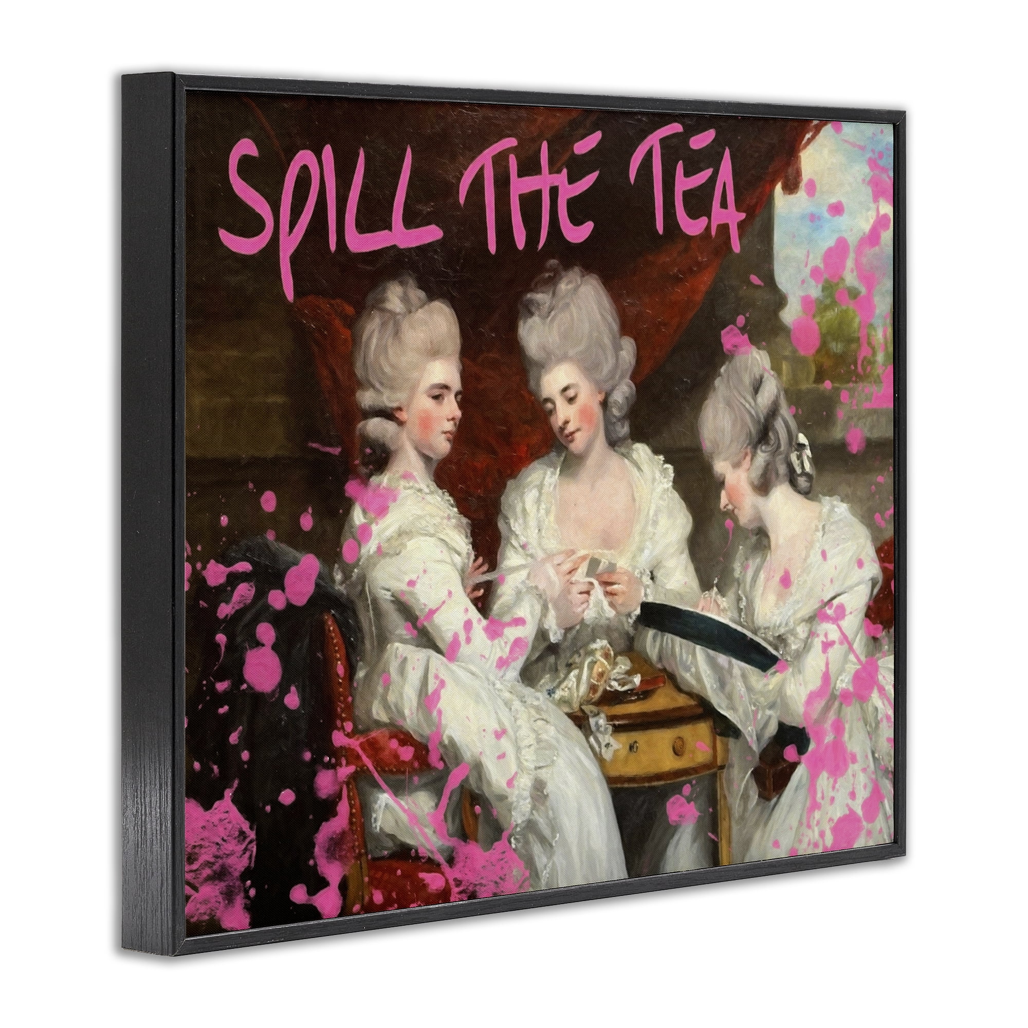 Stupell Industries Spill The Tea Iconic Ladies Black Framed Giclee Art, design by Grotto Studios
