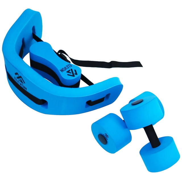 Elevon Juego Completo De Entrenamiento De Natación Que Incluye Pesas Con Agua, Cinturón Flotante Y Boya De Tracción, Flotador Para Piernas, Color Azul