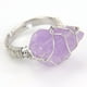 thumbnail image 1 of Granjero Gordo Anillo natural hecho a mano, anillo de piedra natural personalizado envuelto a mano con alambre de cobre y plata ajustable (violeta claro), 1 of 4