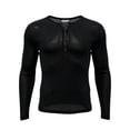 thumbnail image 3 of Fwqbns Men's Long Sleeve Solid Color Button Down Shirt Semi-sheer Round Neck Fashion Top for Casual Parties Nightclubs Black, 3 of 7