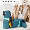 thumbnail image 5 of Phone Case for iPhone 17, Back Credit Card Holder Wallet Cover Study Kickstand PU Leather Magnetic Clasp RFID Blocking Case for iPhone 17 Cases Women, Blue, 5 of 8