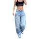 thumbnail image 1 of Pantalones vaqueros Tsseiatte de estilo boyfriend holgados para mujer, de cintura alta, rectos y largos con bolsillos, ropa de calle., 1 of 8