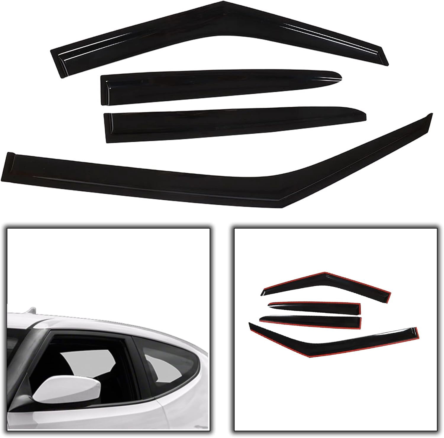SEBLAFF 4 PCS Side Window Vent Visors Rain Guards Deflectors Smoke Replacement for 2011-2017 Veloster