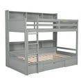 thumbnail image 2 of Euroco Modern Wood Twin Bunk bed with Shelves and Drawer for Room, Gray, 2 of 12