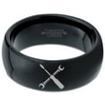 thumbnail image 2 of Tungsten Flat Head Screwdriver Wrench Band Ring 8mm Men Women Comfort Fit Black Dome Polished, 2 of 4