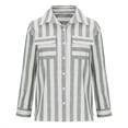 thumbnail image 5 of XFLWAM Women's Striped Button Down Shirts Casual Dressy Long Sleeve Trendy Stylish V Neck Blouses Tops with Pockets Green S, 5 of 6