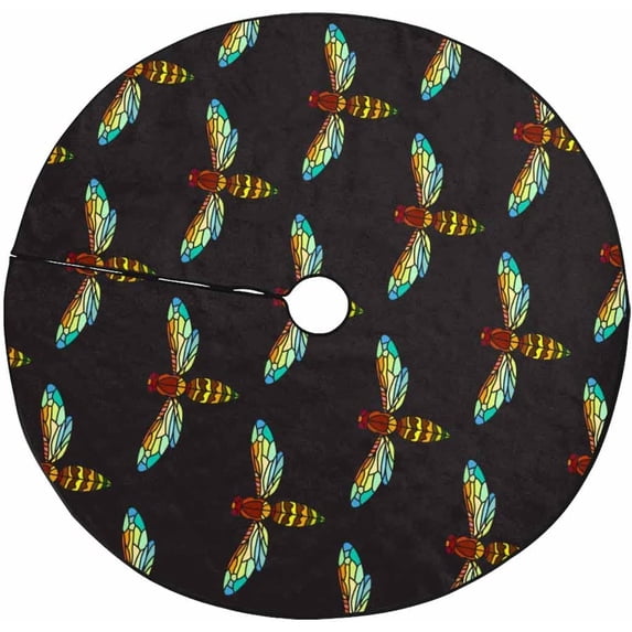 FMSHPON Bees or Hornets Xmas Christmas Tree Skirt Stand Mat for Holiday Party Decoration Indoor Outdoor 36 inches