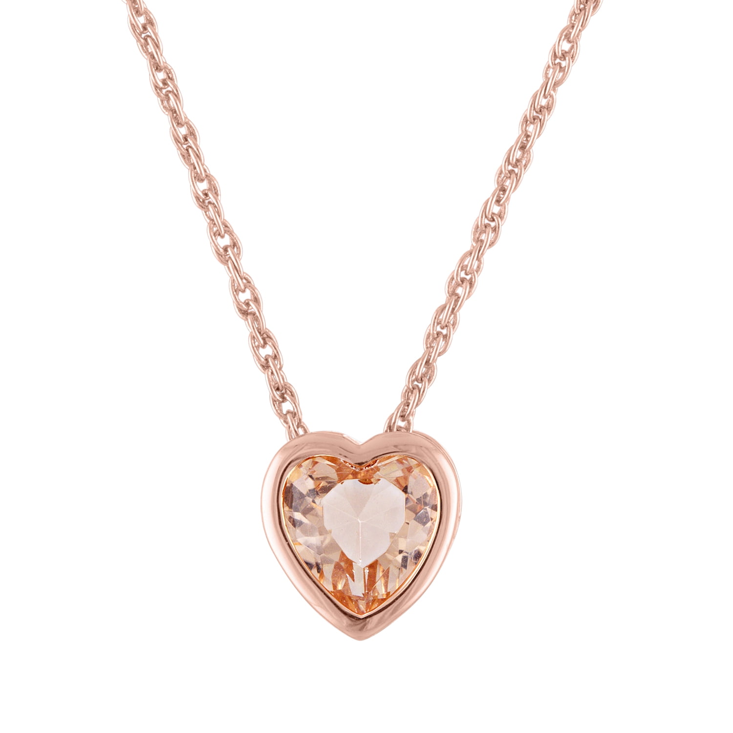 14kt Rose Gold Plated Simulated Morganite Heart and Earring Set