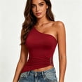 thumbnail image 6 of Fewfanhot Womens Shapewear Tummy Control One Shoulder Tank Tops Ruched Sleeveless Asymmetrical Tops, 6 of 8