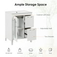 thumbnail image 5 of Soges 24" Bathroom Vanity with Ceramic Sink, Solid Wood Bathroom Makeup Cabinet with Door, Adjustable Shelf and 2 Drawer, Free Standing Single Basin Vanity Set for Small Bathroom, White, 5 of 10