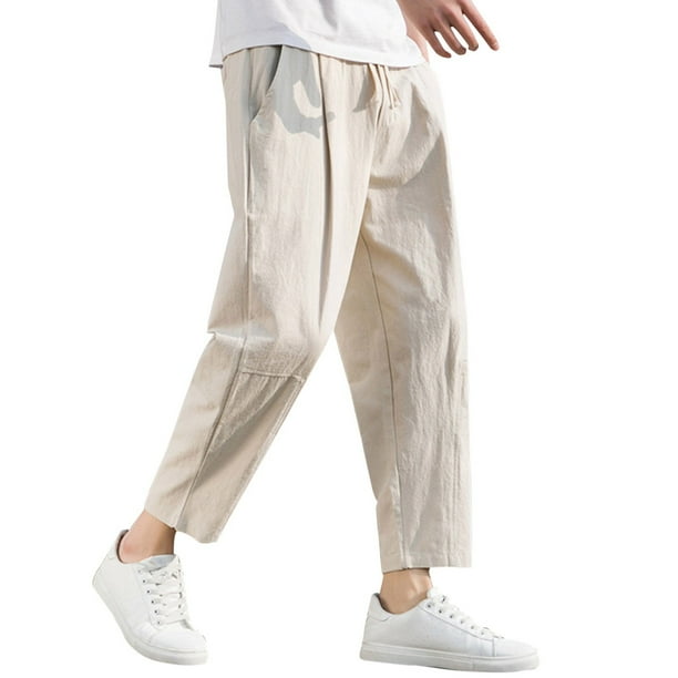 Pantalones informales rectos y holgados para hombre: estilo coreano, cintura elástica, tejido de alta calidad para primavera/verano