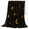thumbnail image 2 of Printed Flannel Throw Blanket with Hanging Golden Moons And Ornamental Celestial Garlands, 2 of 7