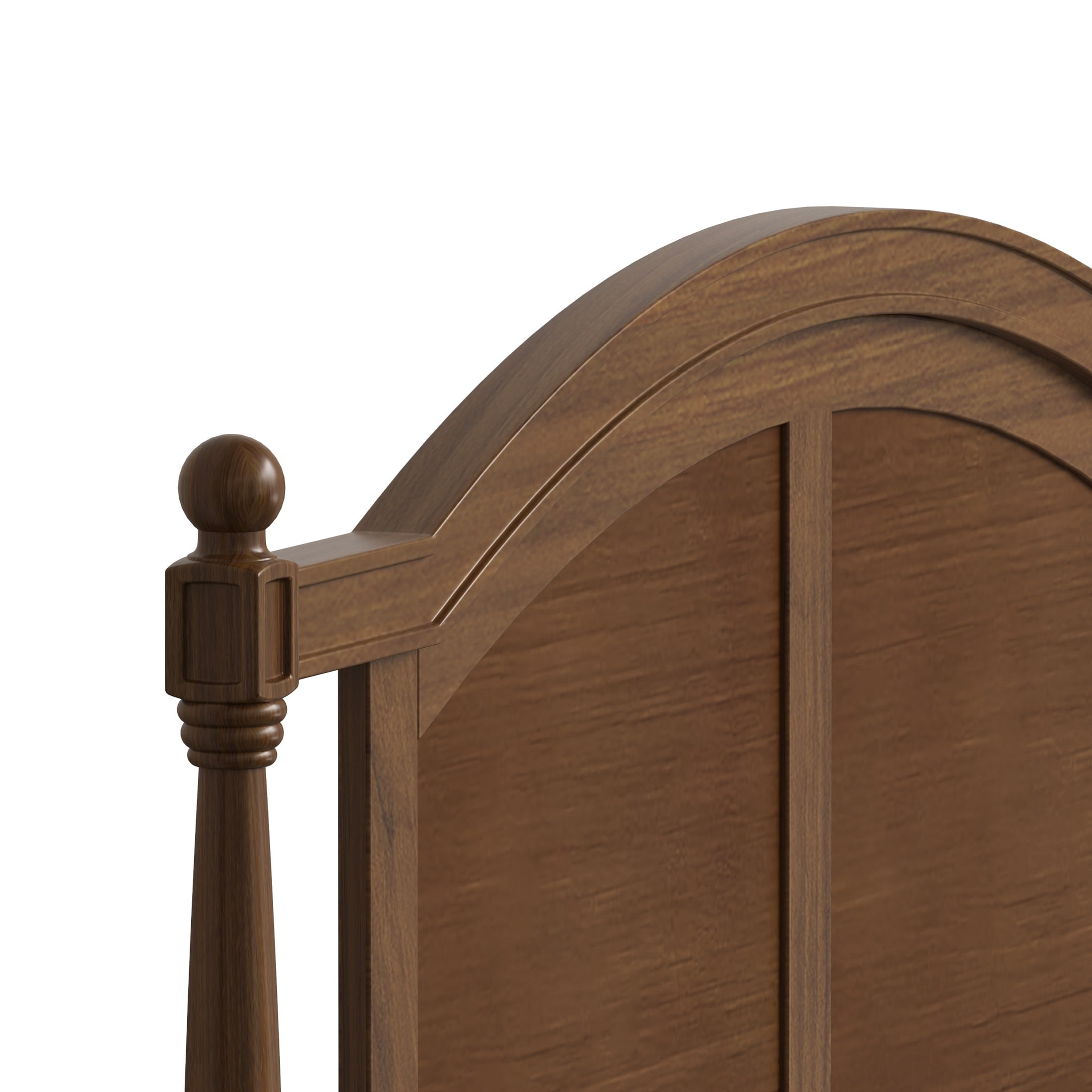 Noble House Norra Traditional Wooden Platform Full Bed Frame with Arched Headboard, Cottage Panel Bed Frame, Walnut