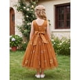 thumbnail image 3 of IDOPIP Embroidery Flower Girl Lace Tutu Dress for Kids Wedding Pageant Birthday Party First Communion Dresses Princess Bridesmaid Ball Maxi Gown 11-12 Years Orange, 3 of 7