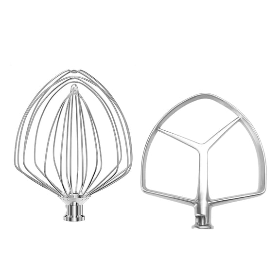 Flat Beater & Whisk Set for KitchenAid 7 Qt Bowl-Lift Mixers – Stainless Steel, Food Grade & Dishwasher Safe