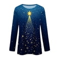thumbnail image 4 of Fiaer Christmas Women Long Sleeve T Shirts Oversized Snowflake Snowman Crew Neck Xmas Tshirts Loose Fit Casual Fashion Holiday Tops Blue XXL, 4 of 5
