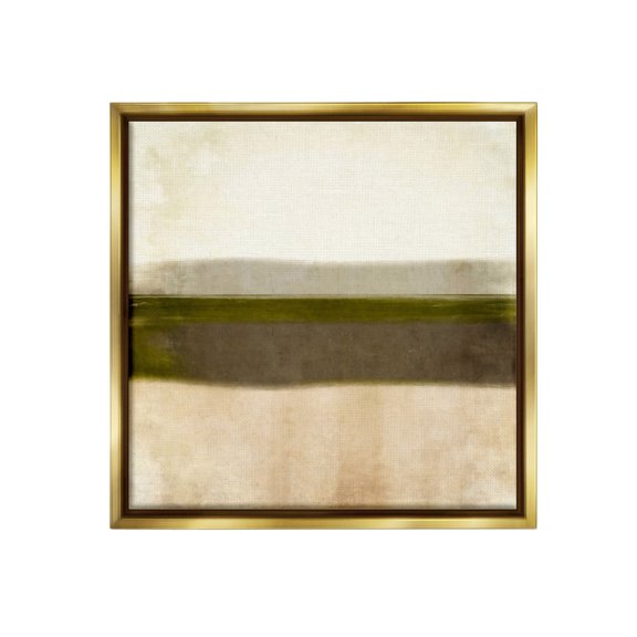 Stupell Industries Rustic Neutral Horizon Abstract Painting Gold Floater Framed Canvas Art Print Wall Art, 18 x 18