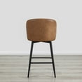 thumbnail image 4 of Spruce & Spring Counter Height Swivel Barstool with Metal Legs Set of 2, Cognac, Faux Leather, 4 of 9