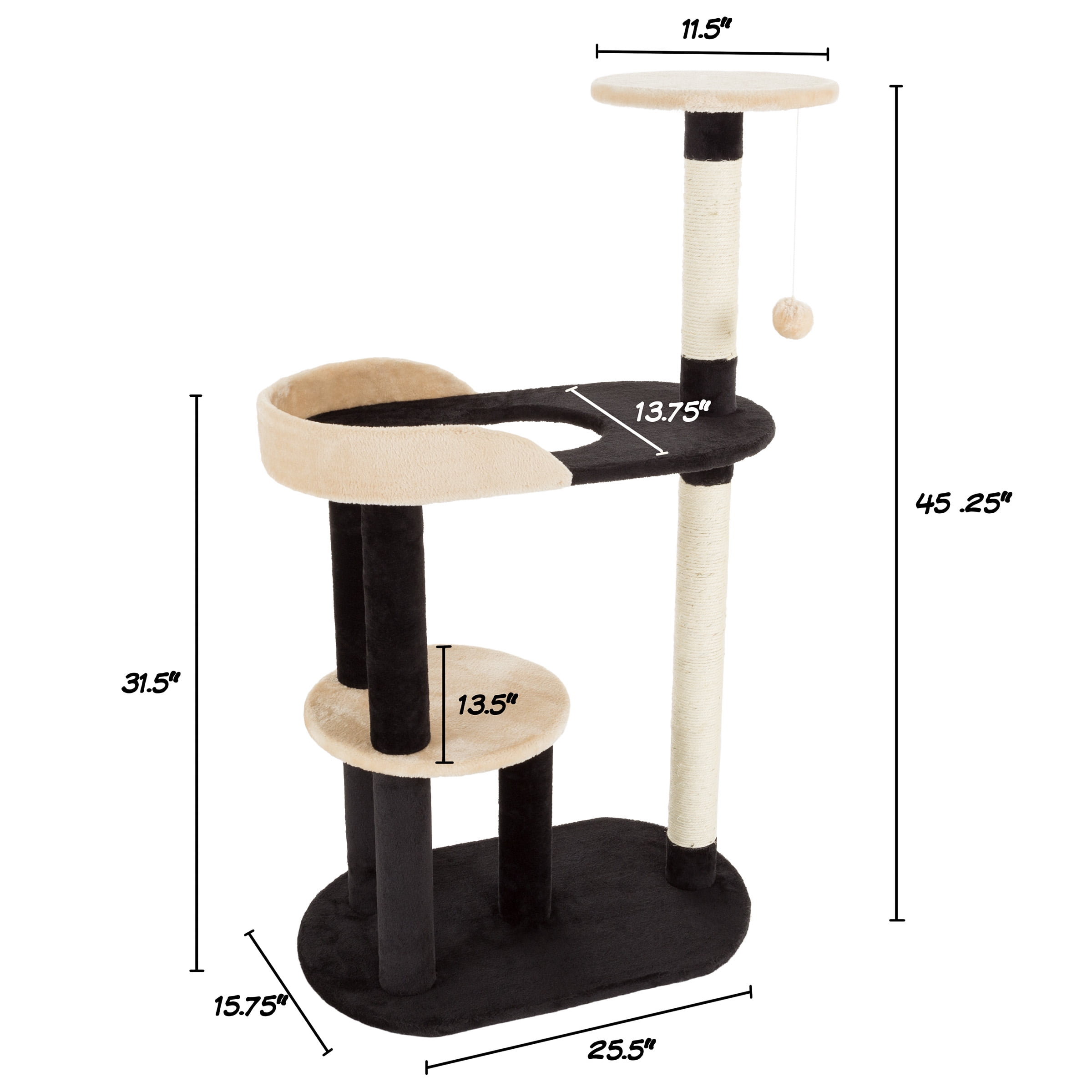 PETMAKER 3-Tier Cat Scratching Post for Indoor Cats and Kittens (Black)