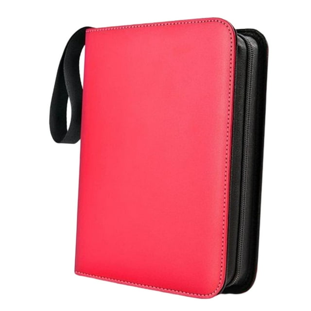 lionlar Trading Card Binder Protector Carrying Case PU Leather with 50 Removable Red