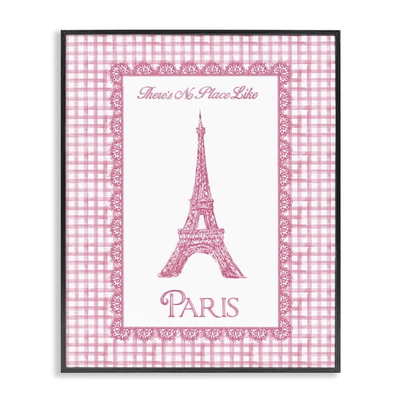 Stupell Industries No Place Like Paris Pink Lace Black Framed Giclee Art, design by Conrad Knutsen