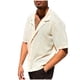 thumbnail image 3 of Camisas de Manga Corta Casual de Color Sólido de Punto Hueco Girar Cuello, Camisas Casuales para Hombre para el Verano, 3 of 7
