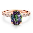 thumbnail image 3 of Gem Stone King 10K Rose Gold Green Mystic Topaz and Lab Grown Diamond Engagement Ring for Women | 2.50 Cttw | Oval 9X7MM | Gemstone November Birthstone | Size 8, 3 of 6