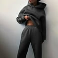 thumbnail image 2 of Plus Size Sweatsuits for Women 2 Piece Outfits Long Sleeve Hoodie Sweatshirt Jogger Pants Casual Solid Tracksuit Sets,Dark Gray 2,3XL, 2 of 5