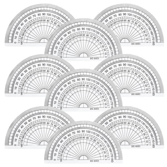 Nicehomfit 10Pcs Plastic Protractor Ruler Half Round Geometry Drawing Tool Transparent
