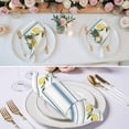 thumbnail image 2 of Lemon Striped Cloth Napkins, Yellow Fruit Blue White Geometric Washable and Reusable Dinner Napkins Set of 4, Table Napkin for Kitchen Party Birthday Wedding Hotel Housewarming 20"x20", 2 of 8