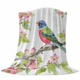 thumbnail image 6 of Pink Flower Blanket Soft Cozy Warm Throw Blanket for Couch, Plush Fuzzy Flannel Fleece Blankets for Sofa, Green Leaf Birds Vintage Painting Spring Bed Blankets Lightweight Gifts for Women, 50"x80", 6 of 9