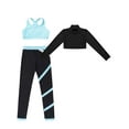 thumbnail image 3 of JanJean Girls Dance Outfit 3 Piece Gymnastics Set Training Bra with Turtleneck Crop Top and Yoga Light Blue 12, 3 of 7